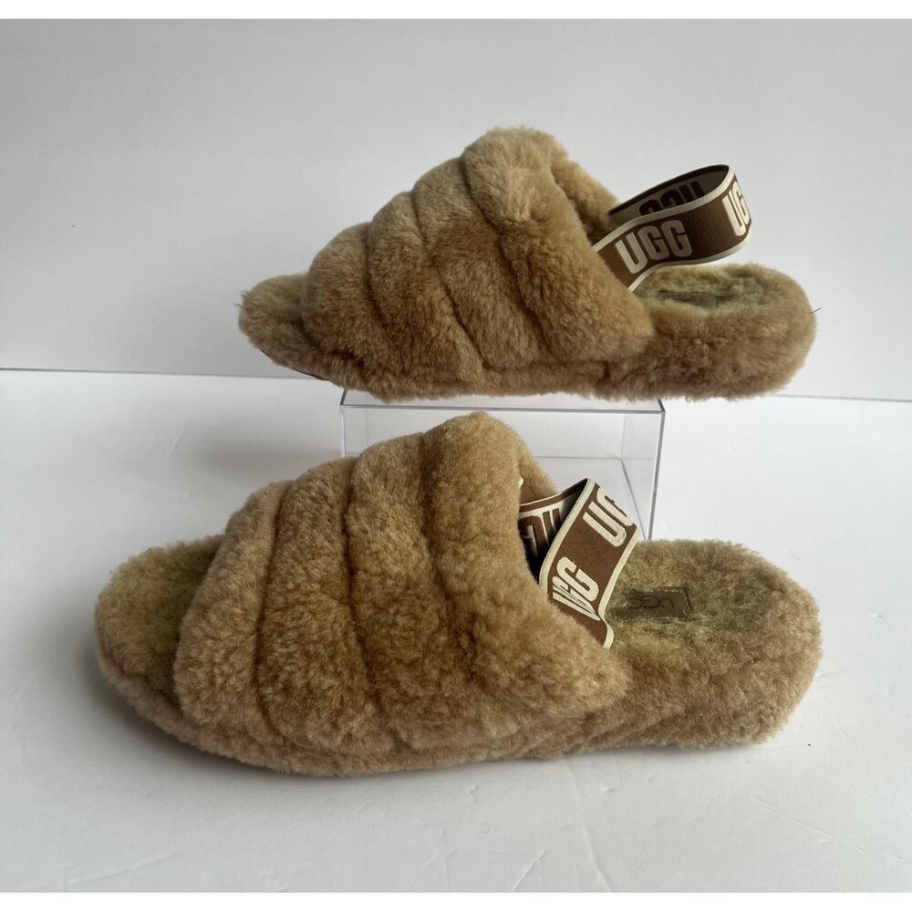 UGG Fluff Yeah Sandals Brown Shearling Slides Women’s US 9 EU 40